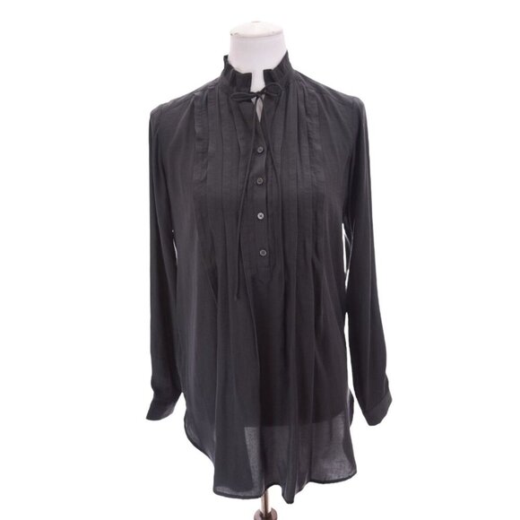 LOFT Black Pintuck Tie-Neck Blouse – Women’s Small, Sheer & Elegant Layers - Picture 1 of 8